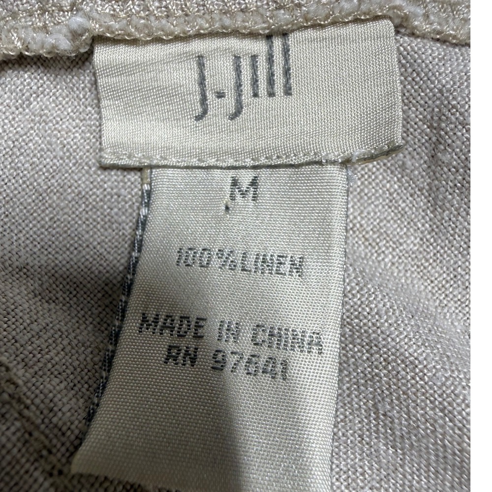 J. Jill Women Medium Cream 100% Linen Overall Shorts Sandy Beige Shortalls Boho - Picture 5 of 11